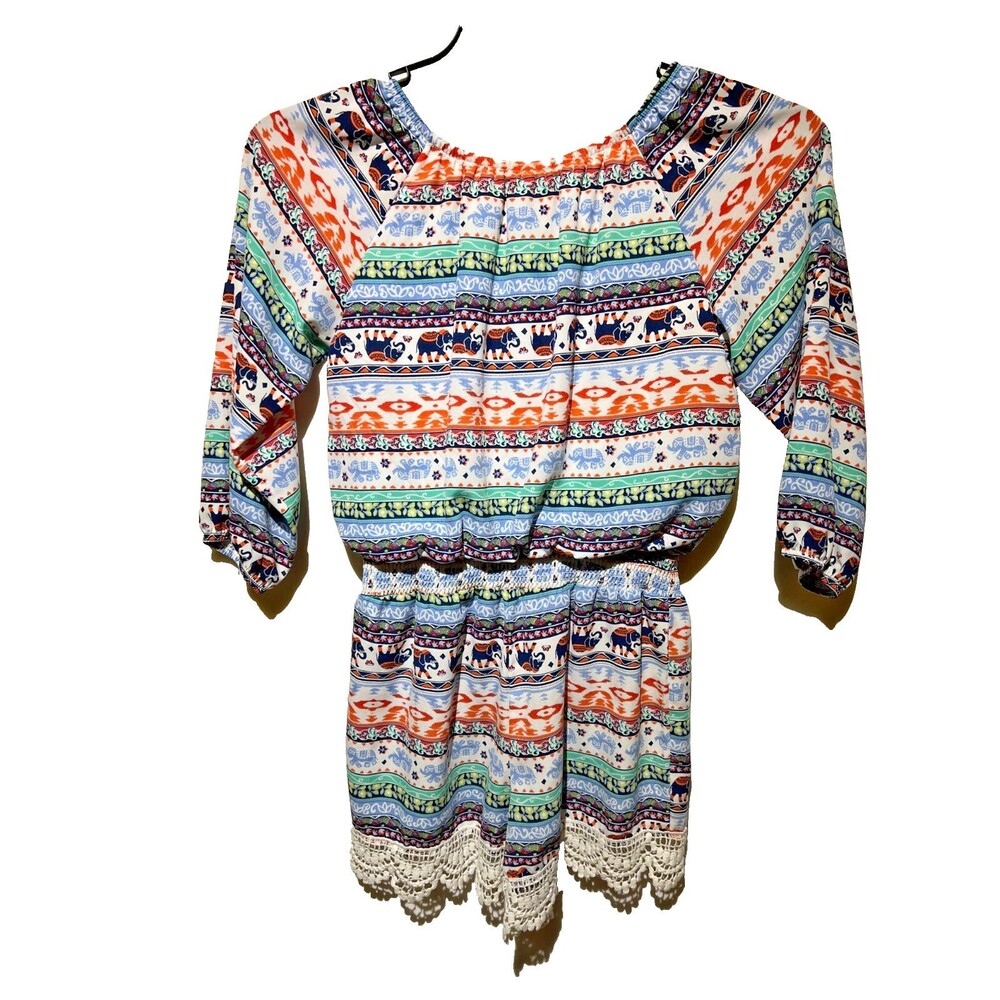 SEQUIN HEARTS LADIES Boho inspired aztec graphic print Romper Size LARGE - Picture 4 of 5